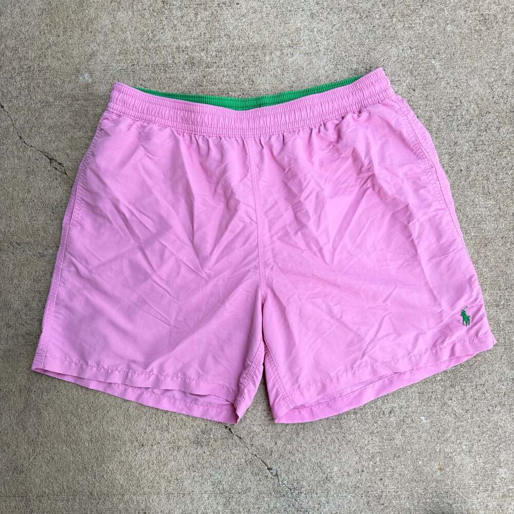Polo Ralph Lauren Vintage Pink Nylon Swim Trunks Size XL